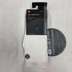 Lululemon Daily Stride Ribbed Crew Sock 3-Pack White Black Mens Size L 9.5-12